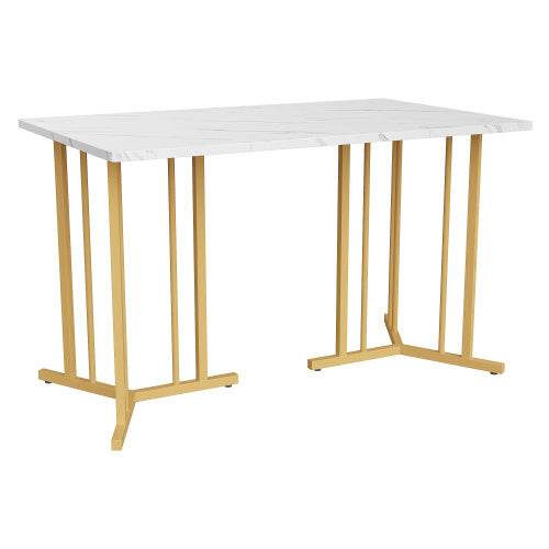 Modern Metal-Framed Rectangular Dining Table – Industrial Style Kitchen & Living Room Table – Durable Steel Frame with Wood, Glass or MDF Top - Tarteebstudio