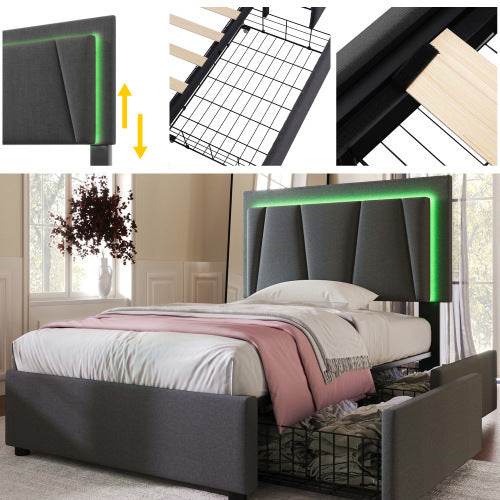 Wooden Storage Bed Frame with Underbed Storage – Solid Wood Single Bed Frame (90x200 cm) – Natural Finish Platform Bed with Lattice Base & No Box Spring Needed - Tarteebstudio