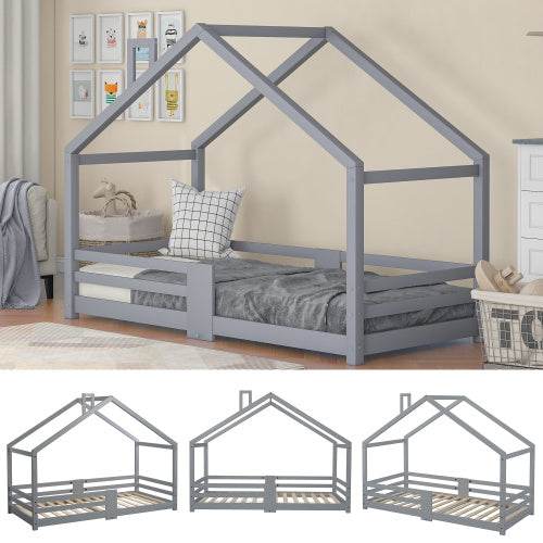 Natural Pine Children's House Bed – Wooden Loft Bed with Playhouse Design – Safe & Sturdy Toddler or Kids Bed in Eco-Friendly Solid Wood - Tarteebstudio