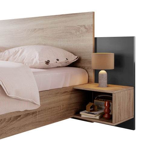 Natural Solid Wood Double Bed – Queen Size Wooden Bed Frame with Slatted Base – Handcrafted Bedroom Furniture in Oak, Pine or Walnut Finish - Tarteebstudio