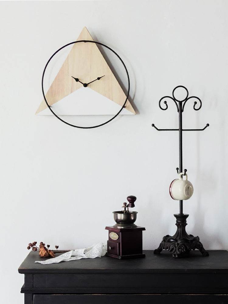 Modern Wooden Wall Clock - Minimalist Silent Non-Ticking, Scandinavian Geometric Design, 12/24 Hour Time, Battery Operated, Large Decorative Clock for Living Room, Bedroom, Office (12/16 Inch) - Tarteebstudio