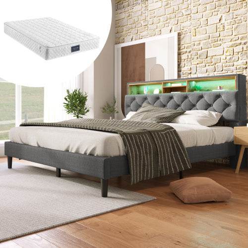 Natural Solid Wood Bed Frame – Queen/King Size Wooden Bed Base with Lattenrost – Durable Platform Bed Frame for Any Mattress Type | Handcrafted Bedroom Furniture - Tarteebstudio