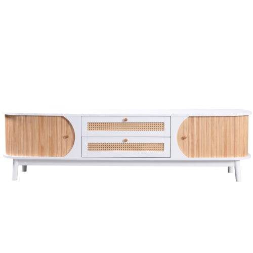 Affordable Particleboard TV Cabinet – Modern MDF Entertainment Center with Storage Shelves & Cable Management – Ideal for Living Room or Home Theater - Tarteebstudio