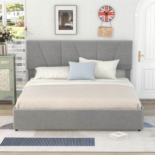 Luxury Decorated King-Size Upholstered Platform Bed – Elegant Button-Tufted Headboard with Wooden Slats Support – Modern Bedroom Furniture in Queen & King Size - Tarteebstudio