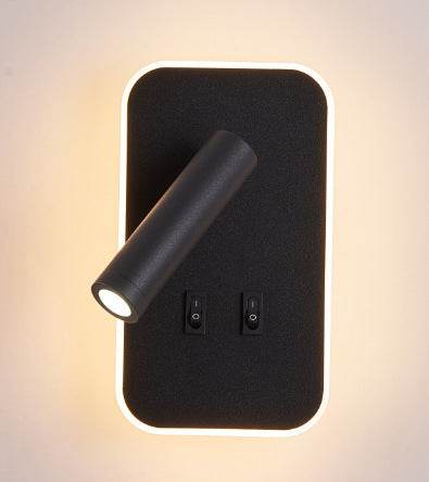 Modern Minimalist Bedside LED Wall Lamp - Adjustable Spotlight, Dimmable Touch Control, 3 Color Temperatures (3000K-6000K), USB Charging Port, Ultra-Slim Space-Saving Design for Bedroom, Study, Nursery - Tarteebstudio