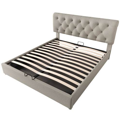 PU Leather & Wood Bed Frame with Slatted Base & Upholstered Headboard – Modern Bedroom Furniture in Queen & King Size – Easy Assembly - Tarteebstudio
