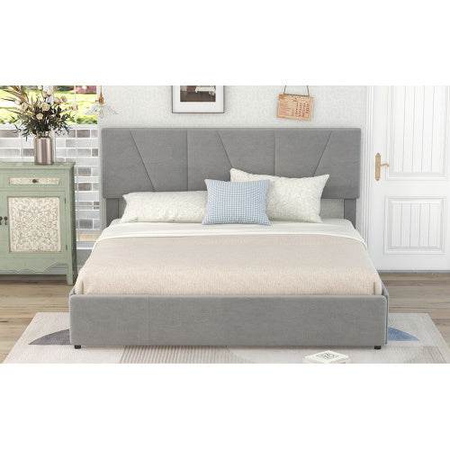 Luxury Decorated King-Size Upholstered Platform Bed – Elegant Button-Tufted Headboard with Wooden Slats Support – Modern Bedroom Furniture in Queen & King Size - Tarteebstudio