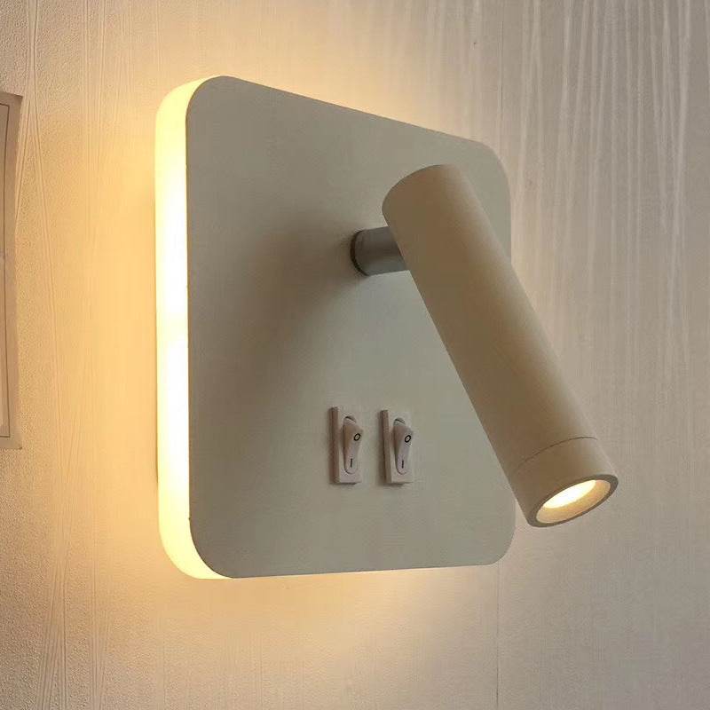 Modern Minimalist Bedside LED Wall Lamp - Adjustable Spotlight, Dimmable Touch Control, 3 Color Temperatures (3000K-6000K), USB Charging Port, Ultra-Slim Space-Saving Design for Bedroom, Study, Nursery - Tarteebstudio
