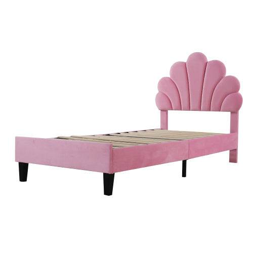 Luxury Velvet Bed for Girls – Upholstered Kids Bed with Button-Tufted Headboard & Wooden/Metal Frame – Sturdy Single Bed (90x200cm) for Bedroom or Nursery - Tarteebstudio