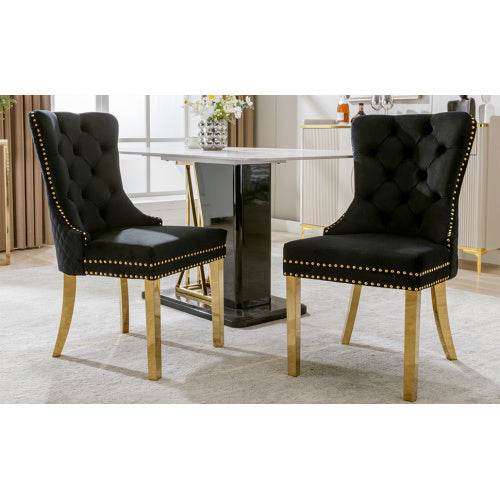Luxury Velvet Dining Chair with Metal Legs – Boss Office Style – Elegant Accent Chair for Kitchen, Dining Room & Home Office – Set of 2 or 4 - Tarteebstudio