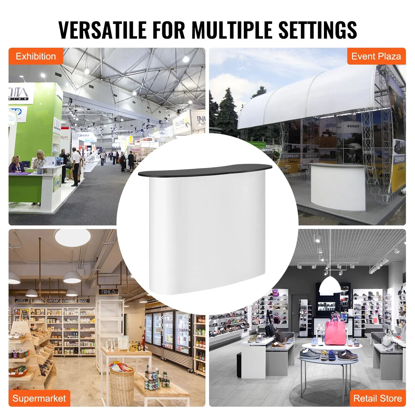 Faltbare Messetheke – 1300x465x950 mm | Messestand, Promotion-Tresen oder Pop-Up Bartisch mit Regal & Transporttasche – Ideal für Messen, Events, Märkte & Verkaufsstände