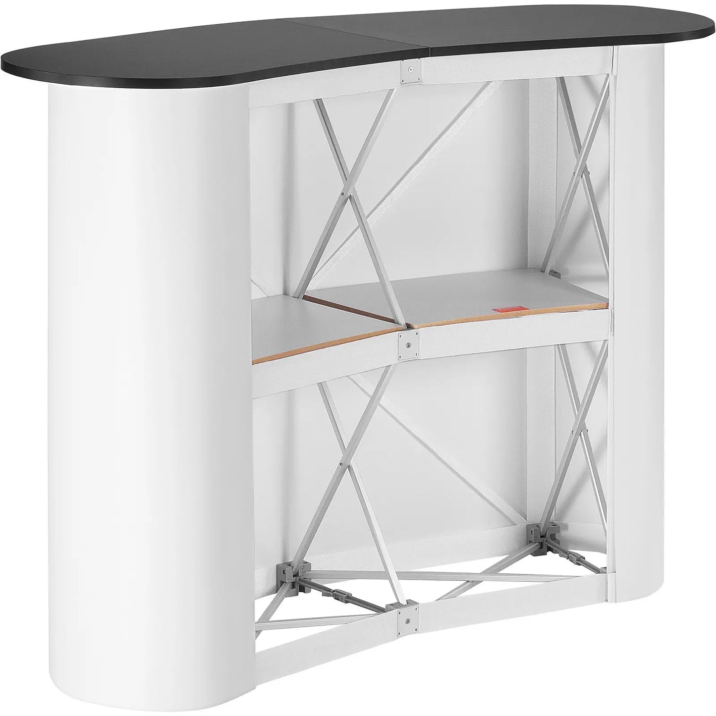 Faltbare Messetheke – 1300x465x950 mm | Messestand, Promotion-Tresen oder Pop-Up Bartisch mit Regal & Transporttasche – Ideal für Messen, Events, Märkte & Verkaufsstände