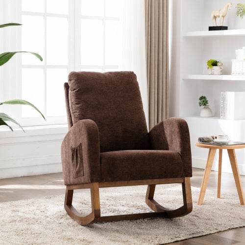 Soft Linen Rocking Chair for Children’s Room – Comfortable Nursery Glider with Wooden Frame & Cushioned Seat – Perfect for Reading, Nursing or Baby Soothing - Tarteebstudio