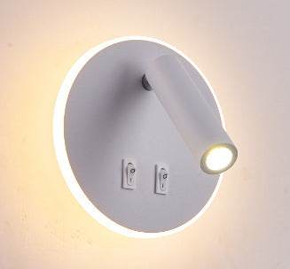 Modern Minimalist Bedside LED Wall Lamp - Adjustable Spotlight, Dimmable Touch Control, 3 Color Temperatures (3000K-6000K), USB Charging Port, Ultra-Slim Space-Saving Design for Bedroom, Study, Nursery - Tarteebstudio