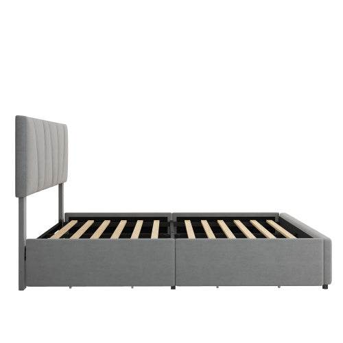 Luxury Decorated King-Size Upholstered Platform Bed – Elegant Button-Tufted Headboard with Wooden Slats Support – Modern Bedroom Furniture in Queen & King Size - Tarteebstudio