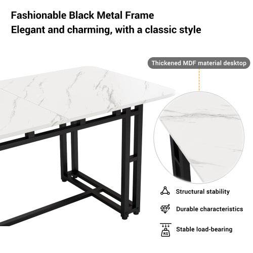 Modern Metal Frame Rectangular Dining Table – Stylish Kitchen & Living Room Table with Steel Legs – Available in Wood, MDF or Glass Top - Tarteebstudio