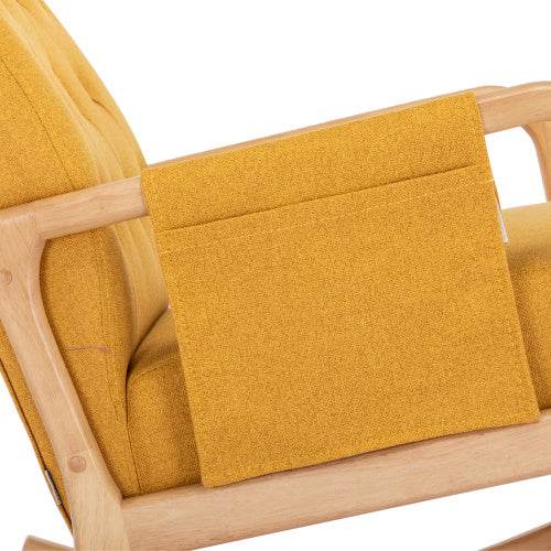 Luxury Linen Rocking Chair with Footrest – Comfortable Armchair for Living Room, Bedroom or Nursery – Elegant Wooden Rocker Chair in Natural Fabric - Tarteebstudio