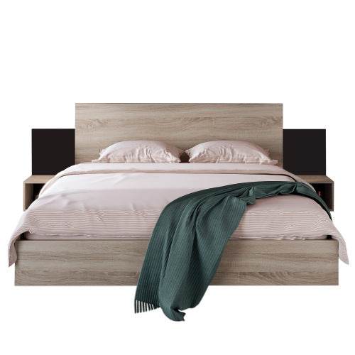 Natural Solid Wood Double Bed – Queen Size Wooden Bed Frame with Slatted Base – Handcrafted Bedroom Furniture in Oak, Pine or Walnut Finish - Tarteebstudio