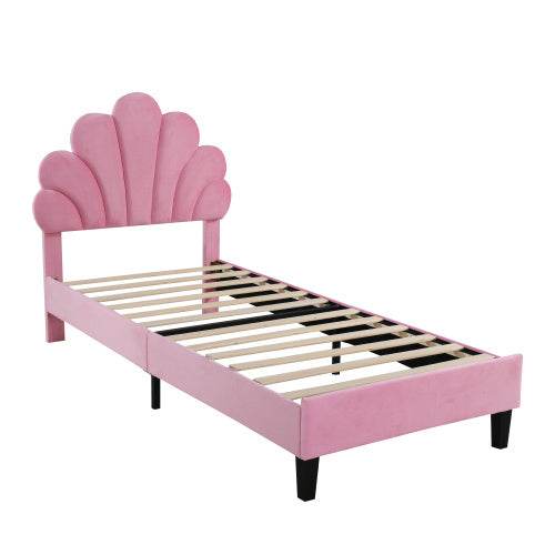 Luxury Velvet Bed for Girls – Upholstered Kids Bed with Button-Tufted Headboard & Wooden/Metal Frame – Sturdy Single Bed (90x200cm) for Bedroom or Nursery - Tarteebstudio