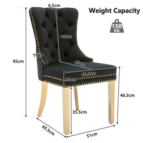 Luxury Velvet Dining Chair with Metal Legs – Boss Office Style – Elegant Accent Chair for Kitchen, Dining Room & Home Office – Set of 2 or 4 - Tarteebstudio