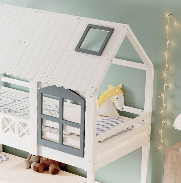Massivholz Doppelschicht Babybett – 2in1 Hoch-/Flachbett für Babys & Kleinkinder – Verstellbares Kinderbett mit Naturlack, Weiß oder in Eiche geölt - Tarteebstudio
