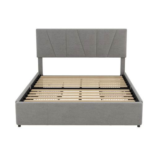 Luxury Decorated King-Size Upholstered Platform Bed – Elegant Button-Tufted Headboard with Wooden Slats Support – Modern Bedroom Furniture in Queen & King Size - Tarteebstudio