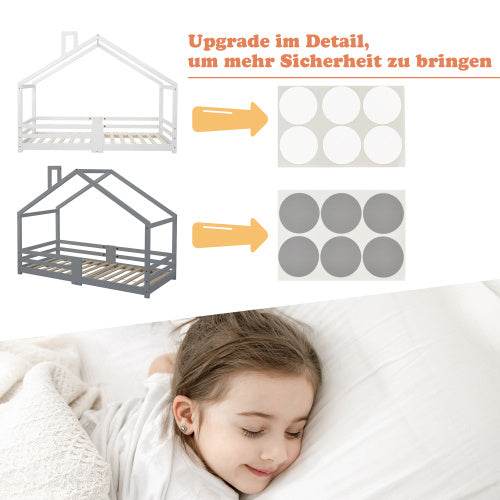 Natural Pine Children's House Bed – Wooden Loft Bed with Playhouse Design – Safe & Sturdy Toddler or Kids Bed in Eco-Friendly Solid Wood - Tarteebstudio