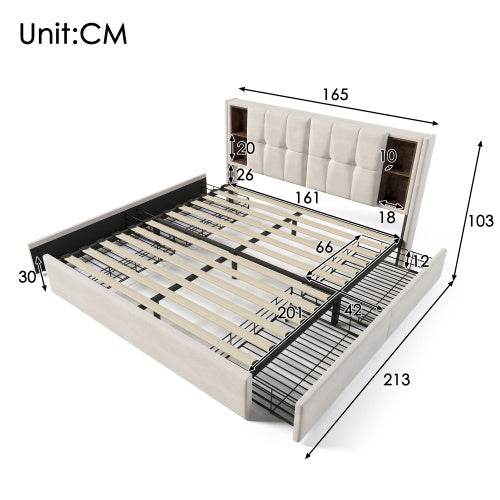 Luxury Metal & Velvet Bed Frame – Upholstered Queen/King Size Bed with Sturdy Steel Frame – Elegant Bedroom Furniture with Button-Tufted Headboard - Tarteebstudio