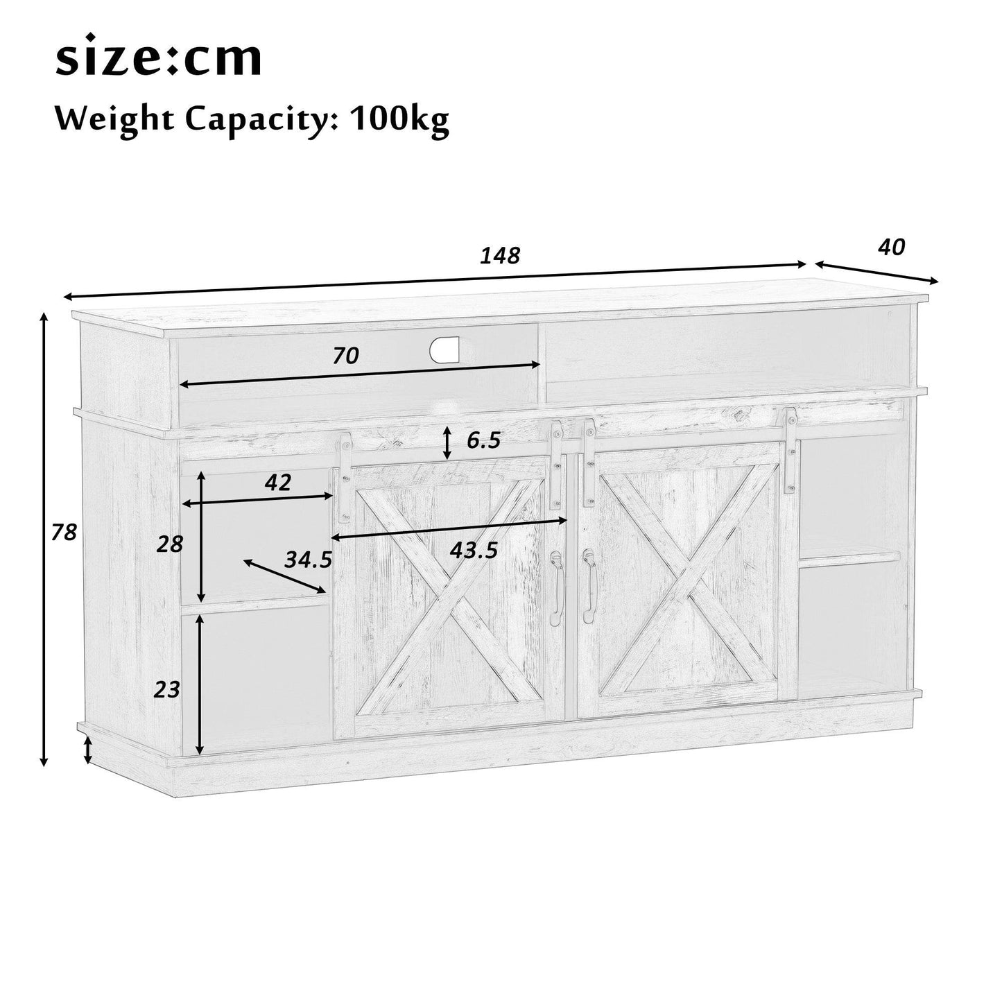 Extra Large TV Cabinet with Particleboard Construction – Modern MDF Entertainment Center with Adjustable Shelves & Cable Management – Ideal for Living Room or Home Theater - Tarteebstudio
