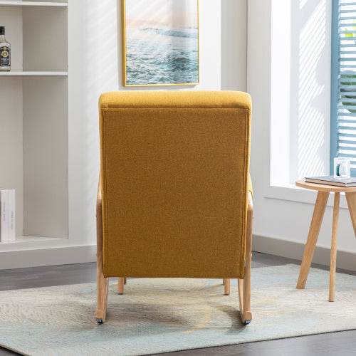 Luxury Linen Rocking Chair with Footrest – Comfortable Armchair for Living Room, Bedroom or Nursery – Elegant Wooden Rocker Chair in Natural Fabric - Tarteebstudio