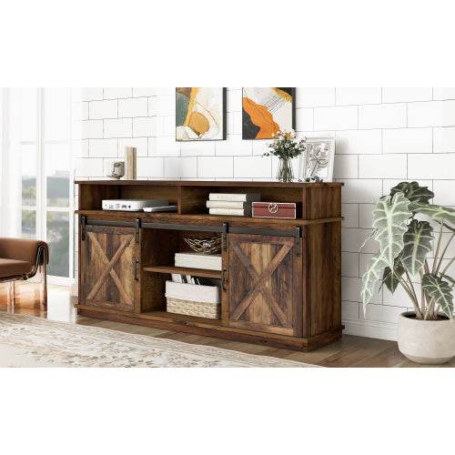Extra Large TV Cabinet with Particleboard Construction – Modern MDF Entertainment Center with Adjustable Shelves & Cable Management – Ideal for Living Room or Home Theater - Tarteebstudio