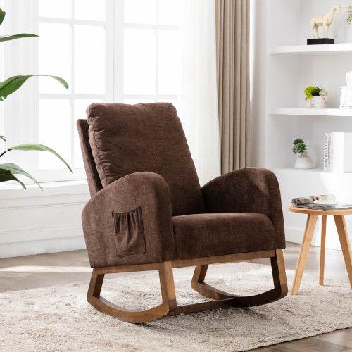Soft Linen Rocking Chair for Children’s Room – Comfortable Nursery Glider with Wooden Frame & Cushioned Seat – Perfect for Reading, Nursing or Baby Soothing - Tarteebstudio