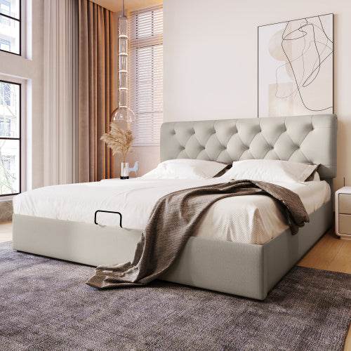 PU Leather & Wood Bed Frame with Slatted Base & Upholstered Headboard – Modern Bedroom Furniture in Queen & King Size – Easy Assembly - Tarteebstudio