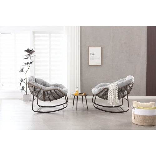 Robuste Metall-Schaukelstühle für Innen & Außen – Bequeme Garten- und Wohnzimmer Stühle mit Polsterung, UV-beständig & Wetterfest – Ideal für Terrasse, Balkon & Wohnraum - Tarteebstudio