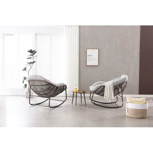 Robuste Metall-Schaukelstühle für Innen & Außen – Bequeme Garten- und Wohnzimmer Stühle mit Polsterung, UV-beständig & Wetterfest – Ideal für Terrasse, Balkon & Wohnraum - Tarteebstudio