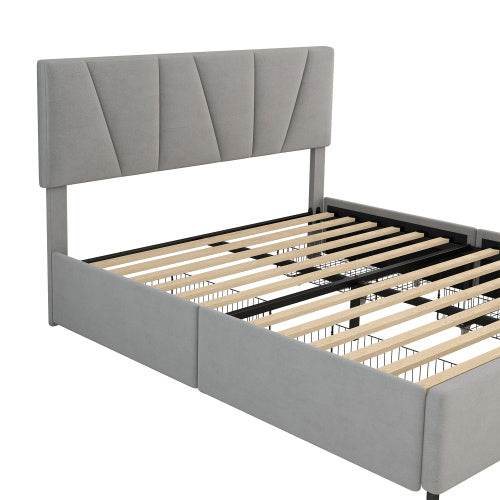 Luxury Decorated King-Size Upholstered Platform Bed – Elegant Button-Tufted Headboard with Wooden Slats Support – Modern Bedroom Furniture in Queen & King Size - Tarteebstudio