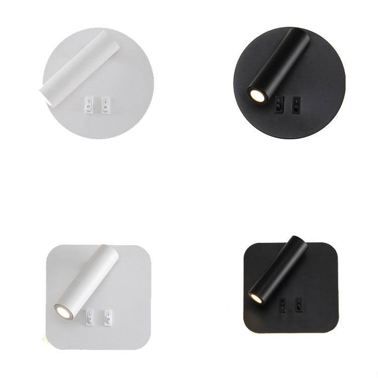 Modern Minimalist Bedside LED Wall Lamp - Adjustable Spotlight, Dimmable Touch Control, 3 Color Temperatures (3000K-6000K), USB Charging Port, Ultra-Slim Space-Saving Design for Bedroom, Study, Nursery - Tarteebstudio
