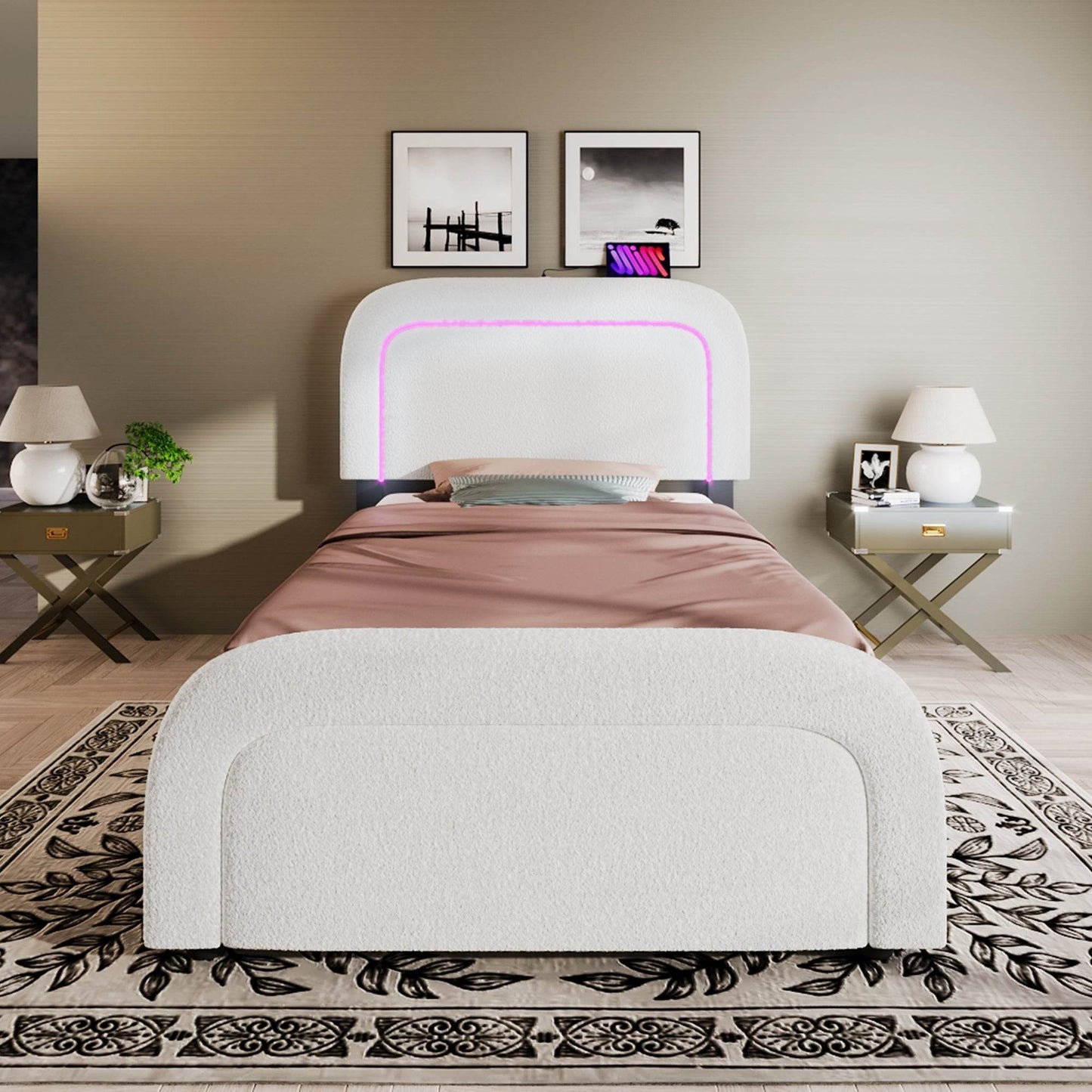 Solid Wood Bed Frame Without Mattress – Queen/King Size Natural Wooden Bed Base with Slats – Sturdy Platform Bed Frame for Any Bedroom Style - Tarteebstudio