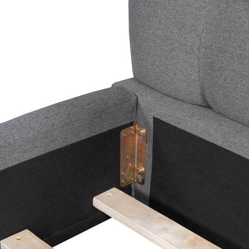 Queen Size Double Bed with Soft Linen Upholstered Backrest – Sturdy Wooden & Metal Frame | No Box Spring Needed – Modern Bedroom Furniture in Natural Fabric Design - Tarteebstudio