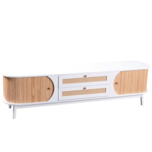 Affordable Particleboard TV Cabinet – Modern MDF Entertainment Center with Storage Shelves & Cable Management – Ideal for Living Room or Home Theater - Tarteebstudio