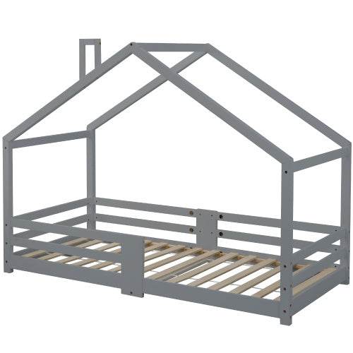 Natural Pine Children's House Bed – Wooden Loft Bed with Playhouse Design – Safe & Sturdy Toddler or Kids Bed in Eco-Friendly Solid Wood - Tarteebstudio