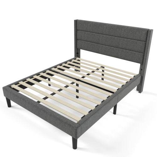 Linen Bed Frame With Slatted Frame - Tarteebstudio