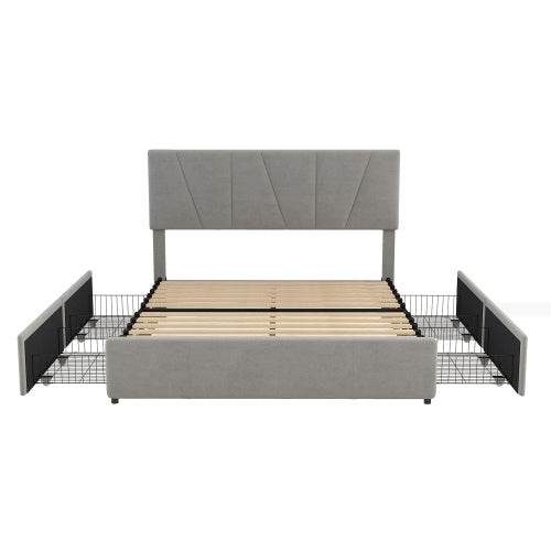 Luxury Decorated King-Size Upholstered Platform Bed – Elegant Button-Tufted Headboard with Wooden Slats Support – Modern Bedroom Furniture in Queen & King Size - Tarteebstudio