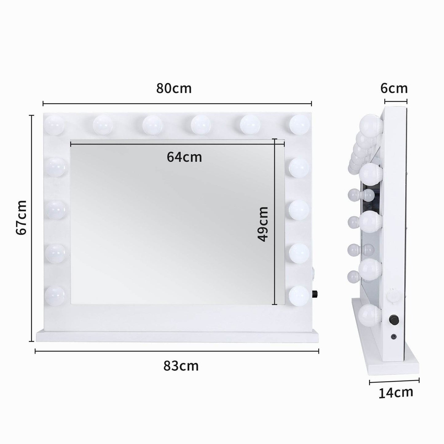 LED Makeup Mirror with 14 Adjustable Lights – 80x67cm Large Lighted Vanity Mirror for Makeup, Beauty, and Photography – White Frame - Tarteebstudio