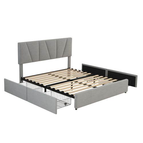 Luxury Decorated King-Size Upholstered Platform Bed – Elegant Button-Tufted Headboard with Wooden Slats Support – Modern Bedroom Furniture in Queen & King Size - Tarteebstudio