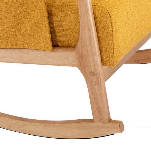 Luxury Linen Rocking Chair with Footrest – Comfortable Armchair for Living Room, Bedroom or Nursery – Elegant Wooden Rocker Chair in Natural Fabric - Tarteebstudio