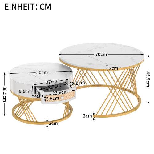 Modern Fibreboard & Metal Round Coffee Table – Stylish MDF Living Room Table with Steel Legs – Space-Saving Design for Small Spaces, Apartments & Lofts - Tarteebstudio