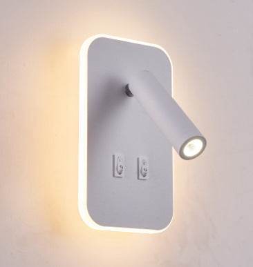 Modern Minimalist Bedside LED Wall Lamp - Adjustable Spotlight, Dimmable Touch Control, 3 Color Temperatures (3000K-6000K), USB Charging Port, Ultra-Slim Space-Saving Design for Bedroom, Study, Nursery - Tarteebstudio