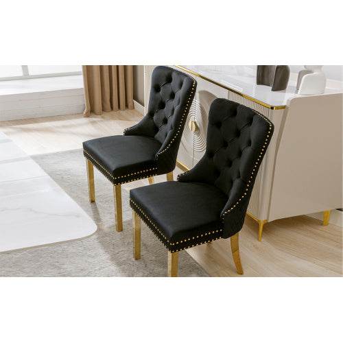 Luxury Velvet Dining Chair with Metal Legs – Boss Office Style – Elegant Accent Chair for Kitchen, Dining Room & Home Office – Set of 2 or 4 - Tarteebstudio
