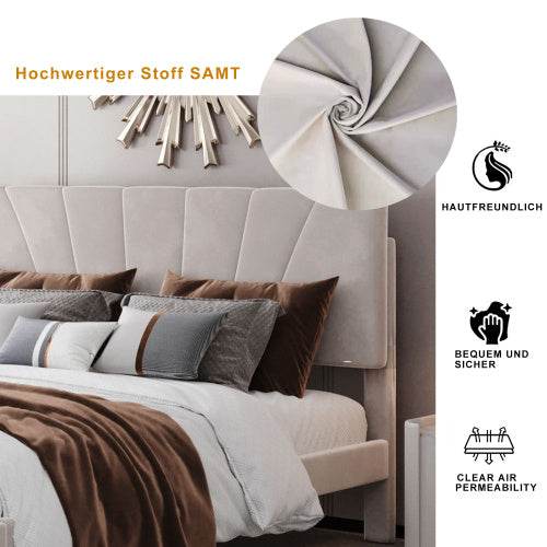 Polsterbett ohne Matratze – Modernes Bettgestell aus Faserplatten & Metall | Plattformbett mit Lattenrost – Matratze separat erhältlich - Tarteebstudio